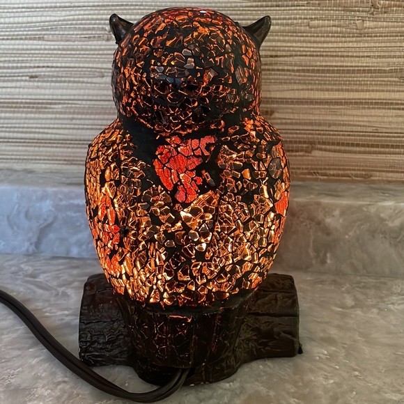 *SOLD*****Vintage Mosaic Crackle Glass Night Owl Table Nightstand Lamp - Picture 14 of 16